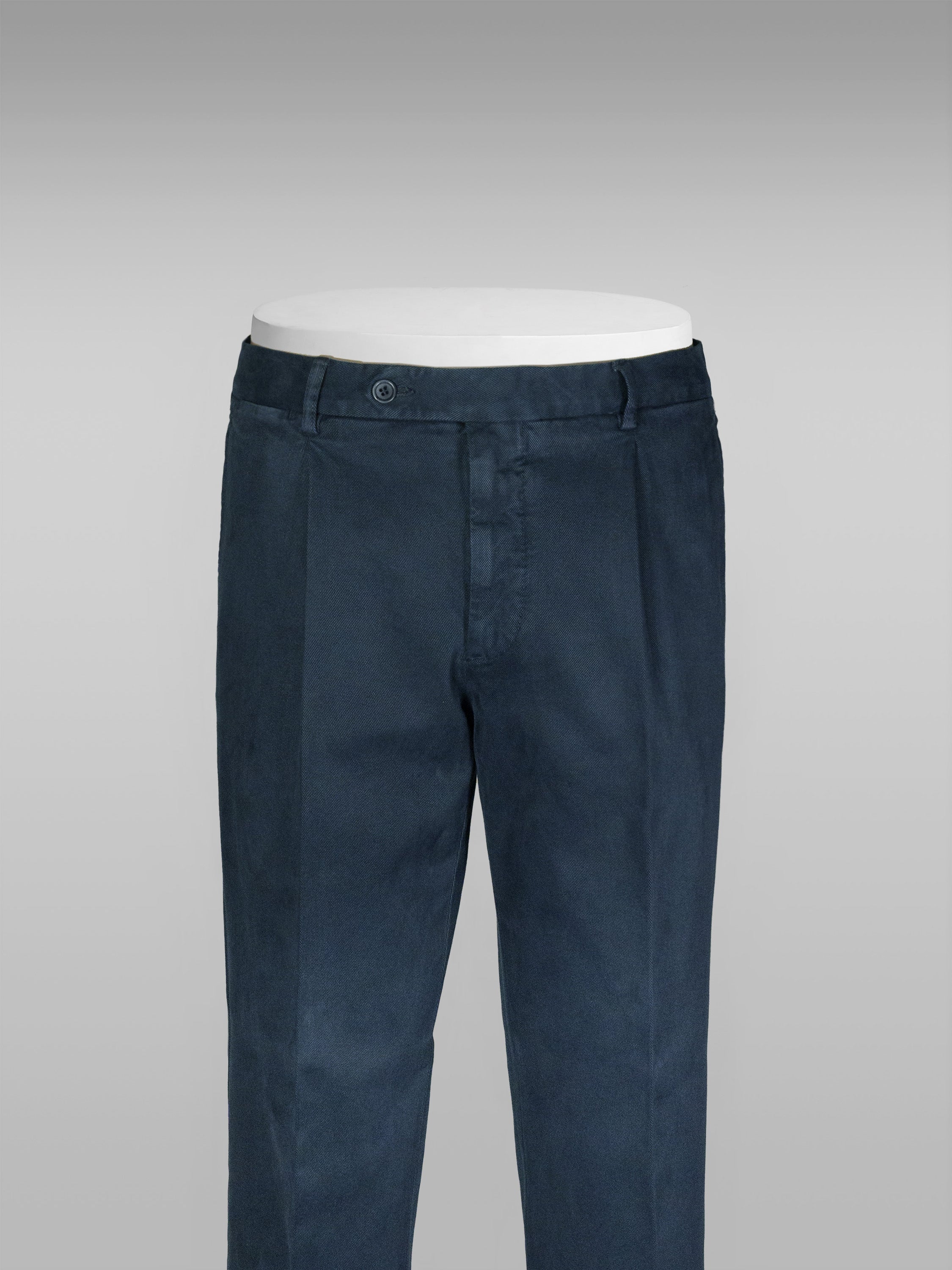 Dark blue cotton elastan sport trousers 1 pleat